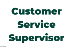 Job Description For a Customer Service Supervisor