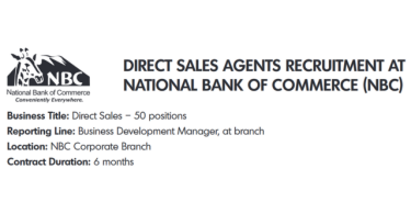 NBC Bank Tanzania Hiring 50 Direct Sales Agents