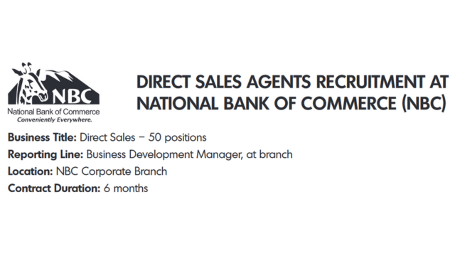 NBC Bank Tanzania Hiring 50 Direct Sales Agents