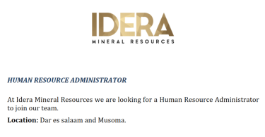 Idera Mineral Resources Limited Hiring Human Resource Administrator