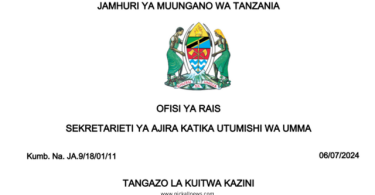 Kuitwa kazini Utumishi (PSR) - July 2024